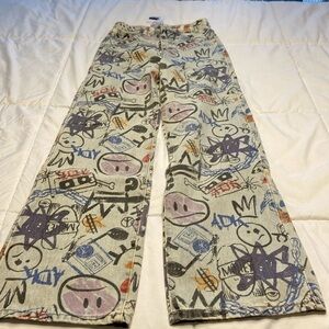 Adika Graphic Wide Leg Jeans